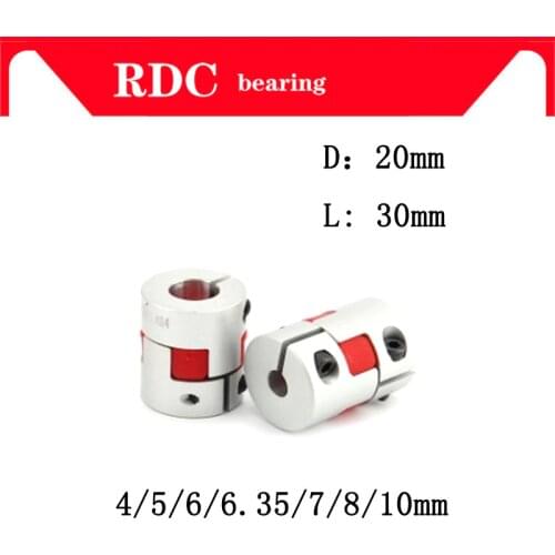 High quality 1PCS Flexible plum clamp coupler D20 L30 shaft size CNC Jaw shaft coupling 4/5/6/6.35/7/8/10mm 5mm 8mm D20L30