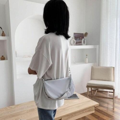 Women Shoulder Bag Luxury Designer Handbag Solid color Trend Retro Female Messenger bag Nylon Chain Shopping Purse Bag