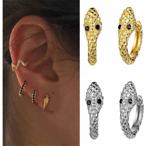 Punk Charm Small Hoop Earrings for Women Fashion Animal Gold Silver Color Round Snake Earrings Jewelry