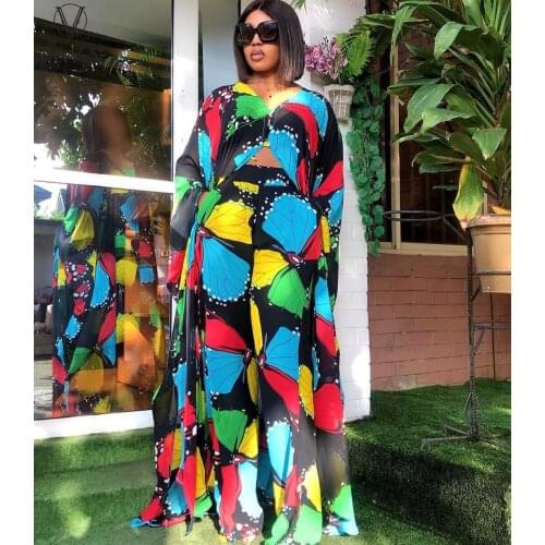 VAZN 2021 spring hot sale women street casual style long sleeve v-neck long top elastic long pants printed two piece sets