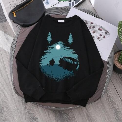 Totoro Harajuku Gothic Summer anime Cartoon Print Pullover 2021 Autumn Long Sleeve Hoodies Plus Size Loose Women Sweatshirts