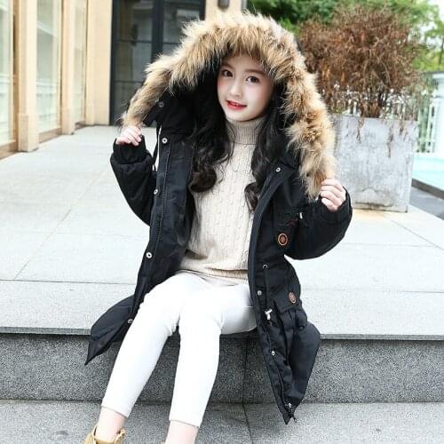 Girls Winter Jacket 2019 Children Clothing Kids Clothes Thick Cotton Girls Clothes Winter Coat Fur Collar Parka 3 Colros 4-14Y