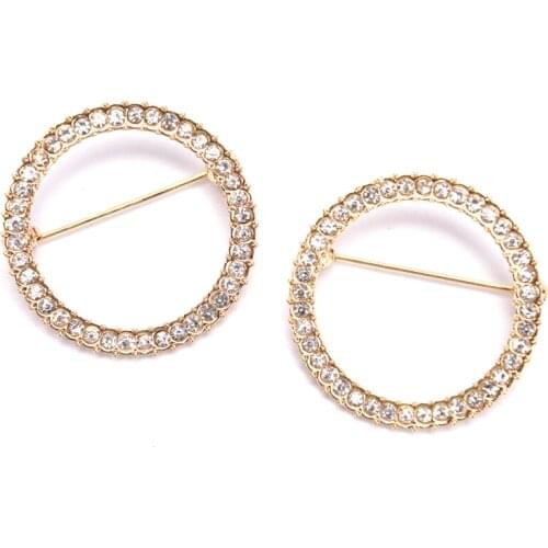 1pcs Hollow Circle Rhinestone Zircon Brooch Women Shawl Clip Scarves Fashion Crystal Broche Gift
