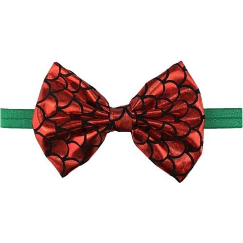 10 pcs/lot , 5 inch New Sale fish scale shiny bow hair band children bronzed cloth tiara hair fashion accessories