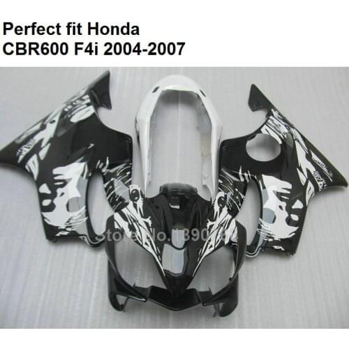 100% fit injection fairings for Honda CBR600 F4i 04 05 06 07 fairing kit CBR600F4i 2004 2005 2006 2007 white black HZ134