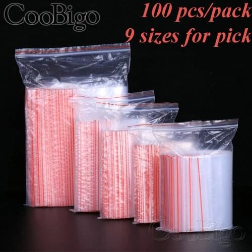 100pcs Storage Zipper Lock Clear Food Package Ziplock Bags Small Jewelry Packaging Reclosable Vacuum Storage Bag Thick Fresh Bag