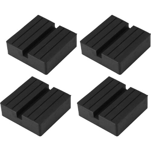 4PCS Black Universal Rubber Car Slotted Frame Rail Floor Jack Guard Adapter Lift Rubber Pads Durable 7.5X7.5X2.5cm
