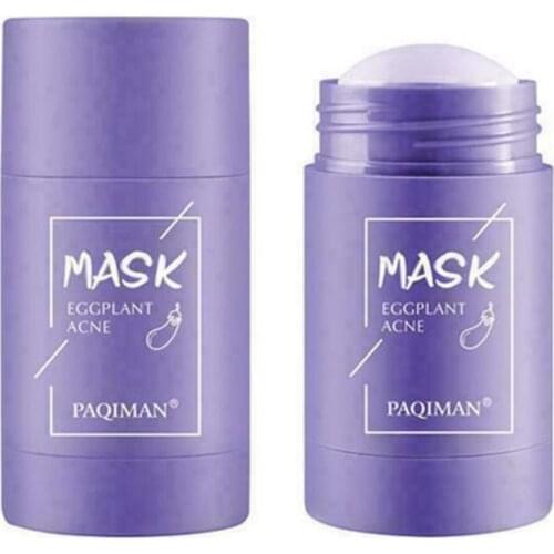 40g Eggplant Facial Solid Mask Stick Purifying Blackhead Acne Cleansing Control Oil Improve Facial Dullness Brighten Skin Tone