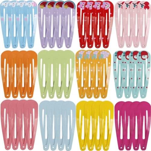 40Pcs/Lot Girls Hair Accessories Cartoon Animal Hairclip Solid Candy Color Flower Hairclip Print Barrette New Hair Clip for Kids