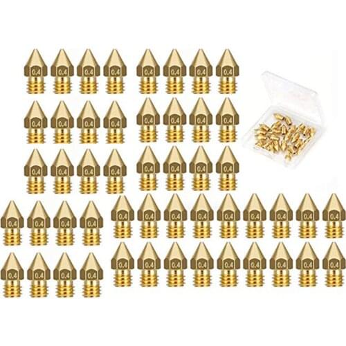 50 Pcs 3D Printer Extruder Nozzle-MK8 0.4 Mm Nozzle for Ender 3 Anet A8 Makerbot MK8 Creality CR-10 CR-10S S4 S5 3Pro 5
