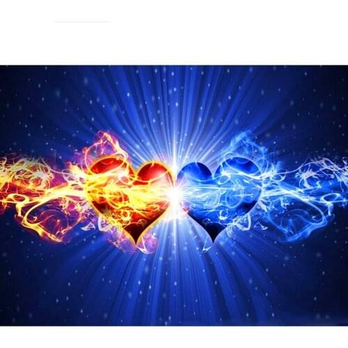 Full Square/Round AB Diamond 5D DIY Diamond Painting "Heart of Water and Fire" Diamond Embroidery Cross Stitch Home Decoration