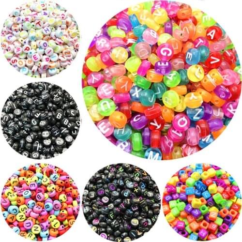 100pcs/lot Acrylic Spacer Beads Letter Beads Square Oval Alphabet Beads For Jewelry Making DIY Accessories