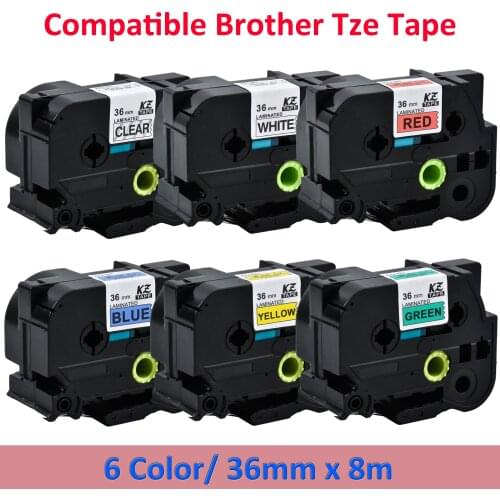 Cidy 6pcs Mixed TZe-161 tze261 tz461 tze 561 tze661 TZe 761 tze laminated label tape tze-261 tz 261 for brother P touch printer