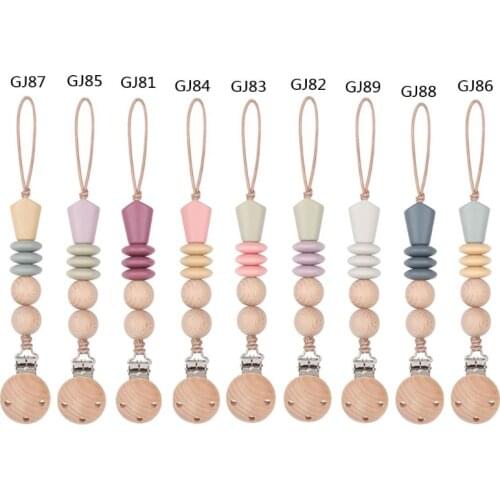 Baby Pacifier Chain Silicone Beads Pacifier Clips Nipple Holder Teething Chain 95AE