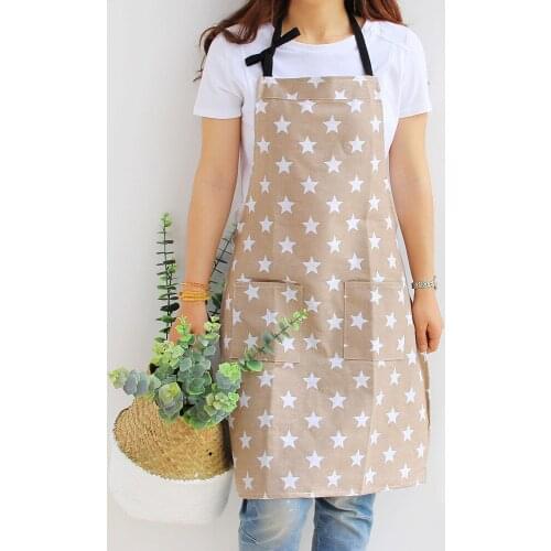 Women Men Pentagram Apron Household Kitchen Apron Fashion Star Pattern Apron with Pocket for Cooking