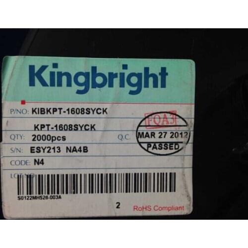 KPT-1608SYCK Kingbright Kingbright 1.6x0.8x0.75mm 0603 highlighted in yellow