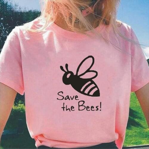 Harajuku T Shirt Women Tops Funny Save The Bees Printed Tee Shirt Femme Summer Short Sleeve Casual Women T Shirt Camiseta Mujer