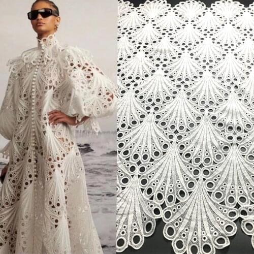 Hot Sale African Guipure Cord Lace Fabric Unique Style Nigerian Water Soluble Cord Lace Fabrics for Wedding Party M4450 White