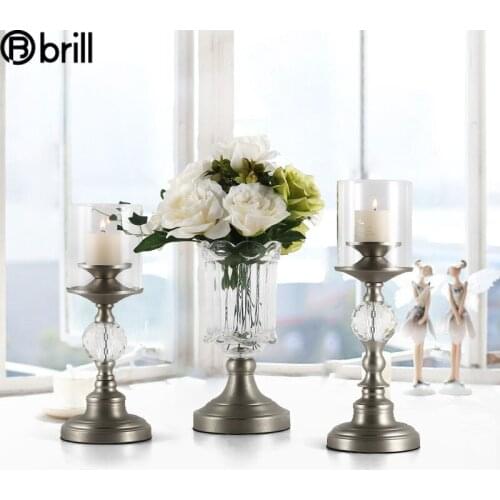 Crystal Candlestick Holder American Nordic Candle Stand and Set Retro Candlelight Dinner Wedding Decoration Table Centerpieces