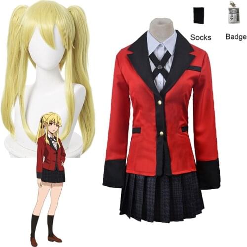 Meari Saotome Cosplay Costume Kakegurui Compulsive Gambler Cosplay Wigs Halloween Carnival Woman School Uniforms