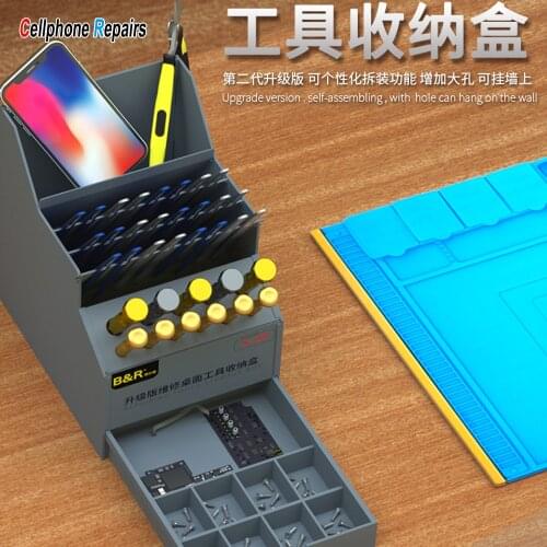 Multifunctional storage box for maintenance tools IC chip finishing parts box Screwdriver insert box Table storage shelf Tools