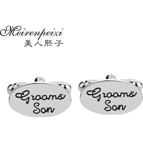 Fashion Engraved Groom Son Cufflink For Parents Wedding Anniversary Party Unique Charm Gift High Quality Cuff Button For Mens