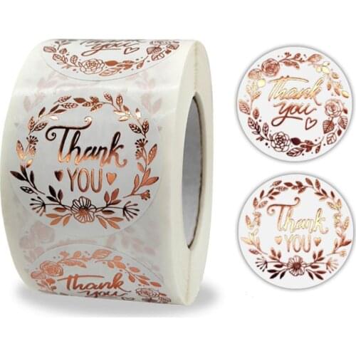 100-500pcs 1.5inch Thank You Stickers Olive Leaf Gold Foil Sticker Roll For Envelope Wedding Jewelry Box Stationery Seal Lable