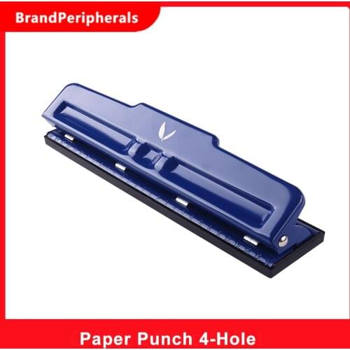 KW-trio Desktop Metal 4-Hole Adjustable Punch 10 Sheet Capacity Paper Hole Puncher with Scraps Collector Reduced Effort