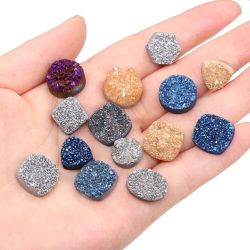 New Many Shapes Natural Stone Loose Beads Natural Druzy Agates Loose Beads for Jewelry Making Bracelet DIY Necklace Accessories