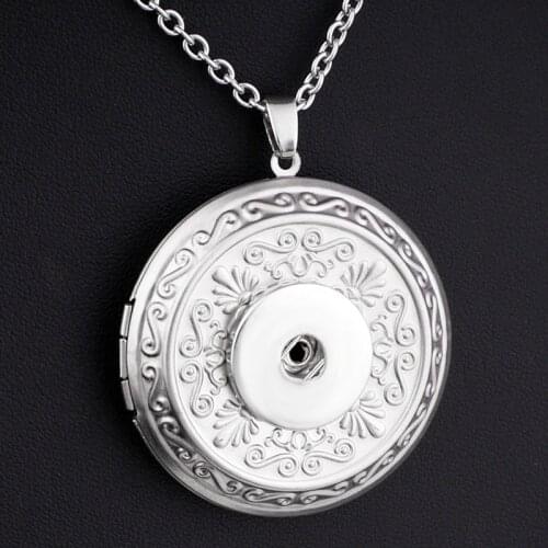 New Stainless steel photo frame Lockets Pendants 18mm snap button Necklace NR7777