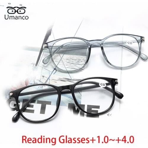 Ultralight Reading Glasses for Women Men Grey Black Round Frame Presbyopic Eyewear +1.0~+4.0 Computer Eyeglasses Parents Gift
