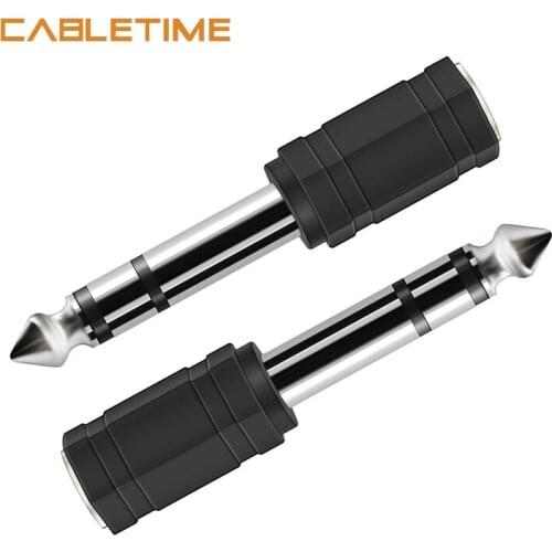 Cabletime 3pcs Nickle Plated Stereo 3.5mm Female to 6.35mm Male TRS Jack Audio Adapter Audio Microphone Plug Connector N179