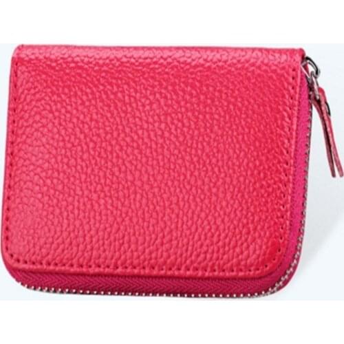 Portable Solid Color Men Women Unisex Credit Card ID Holders Bags Zipper Purse Leather Wallets 3015