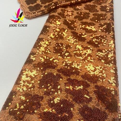 Latest sequence Nigerian sequins net lace 2020 high quality African tulle mesh sequence lace fabric for dress 5yards/lot