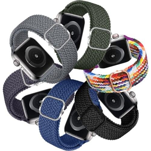 Weave Solo Loop Sport Strap For Correa Apple Watch Band 38/40/42/44mm Adjustable Elastic Nylon Bracelet IWatch Series 4 5 6 SE