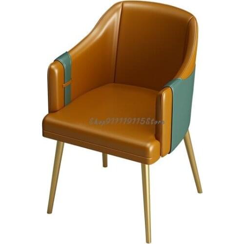 Luxurious Modern Style Leather Armchair Simple Dining Chair Nordic Back Stool Net Red Table And Chair