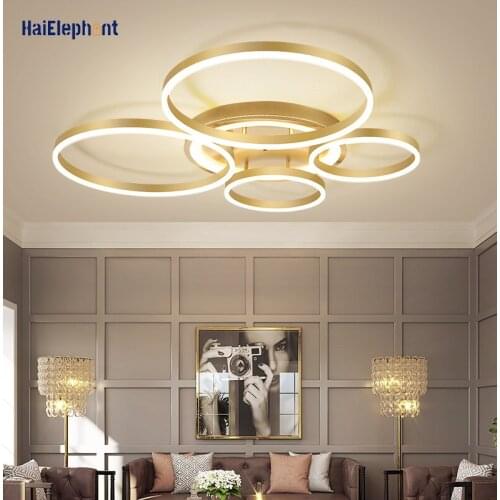 Modern Luxury Golden Chandelier Lamps For Study Living Room Bedroom Round Design Led Lights Deco Lighting Luminaire AC 90-260V