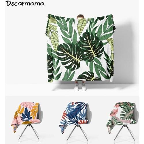 Modern Nordic Palmier Tropical Tree Green Leaf Plant Jungle Throw Blanket Cape Desginer Pattern Couch Cover Office Decoration