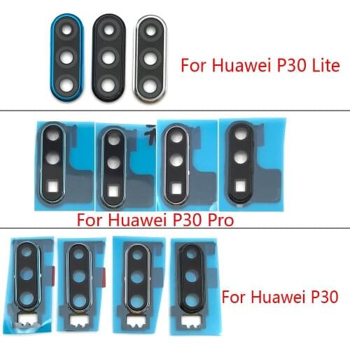 For Huawei P30 / P30 Pro / P30 Lite Rear Camera Glass Lens Cover With Frame Holder with Sticker Replacement Spare Parts