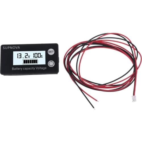 1m Lead Cable Battery Capacity Indicator DC 12V 24V 48V 72V Lead-Acid Lithium LiFePO4 Lithium Voltmeter 8V-100V