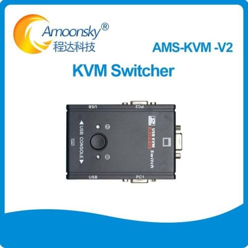 Video Switcher KVM Switch 2 in 1 out USB 2.0 KVM-V2 for Dual Monitor Keyboard Mouse Supports IR Desktop Controller Switching