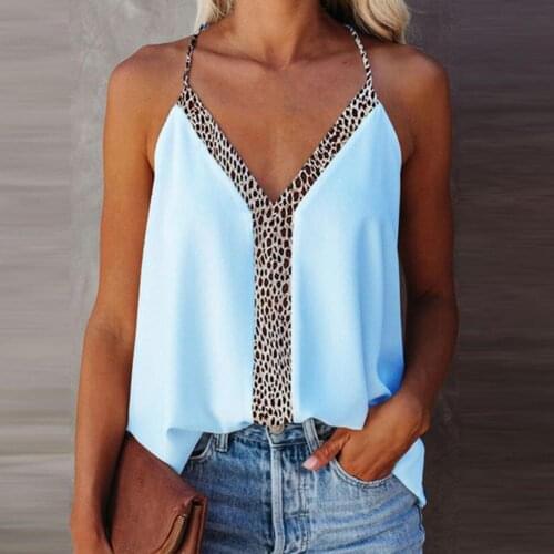 2021 Women Tanks Tops Sexy Deep V-Neck Sleeveless Casual Female Camisole Streetwear Summer Leopard Print Ladies Sling Top Vest