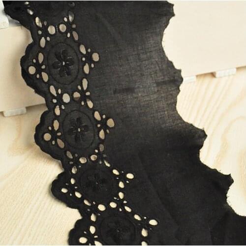 1 Meter Black Cotton Lace Cloth Embroidery Lace Fabrics High Quality Lace Trims DIY Craft 12cm Width