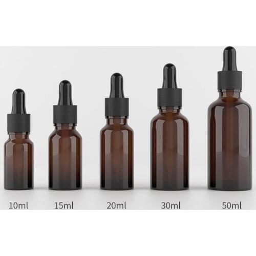 10ml 15ml 20ml 30ml 50ml 12pc Amber Dropper Mini Glass Bottle Essential Oil Display Vial Small Perfume Brown Sample Container