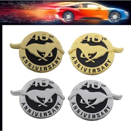 3D Premium 40th Year Anniversary Running Horse car Hood Fender trunk Bonnet Decal Emblem Badge Sticker for Mustang Shelby GT