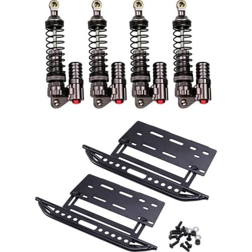 4Pcs Aluminium Alloy 90mm Absorber Shocks with Metal Side Step Side Pedal Foot-Plate Sliders