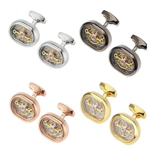 5pairs Up-grade Watch Gear Movement Cufflinks Plating Mechanism Steampunk Gear Watch Cuff Links Cufflink Mens Jewelry Accessory