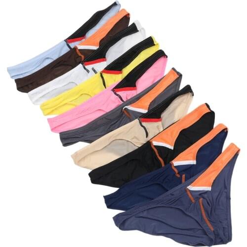 5PCS/Lot Mens Underwear Sexy Ice Silk Underpants Breathable Male Homme Panties Men Briefs Mens Lingerie Transparent Jockstrap