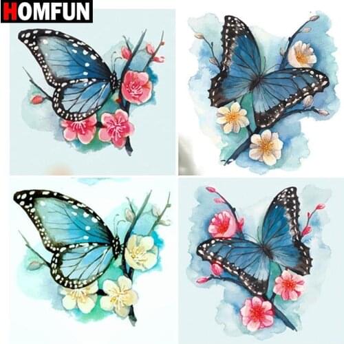 HOMFUN Diamond Embroidery DIY Diamond Painting Cross Stitch Kit "Butterfly flower ”5D Needlework Diamond Home Decoration