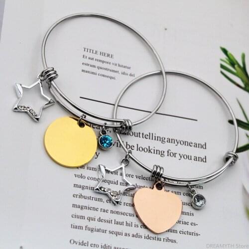 Stainless steel bracelet, European and American titanium steel metal bracelet, personalized name + date, wedding gift